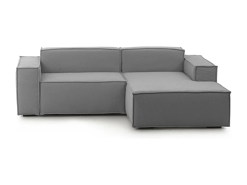 Festes Sofa Lidia, GroÃŸes modulares 2-Sitzer-Sofa mit rechter Halbinsel, 100% Made in Italy, Modernes Sofa aus Stoff, Cm 240x170h70, Grau