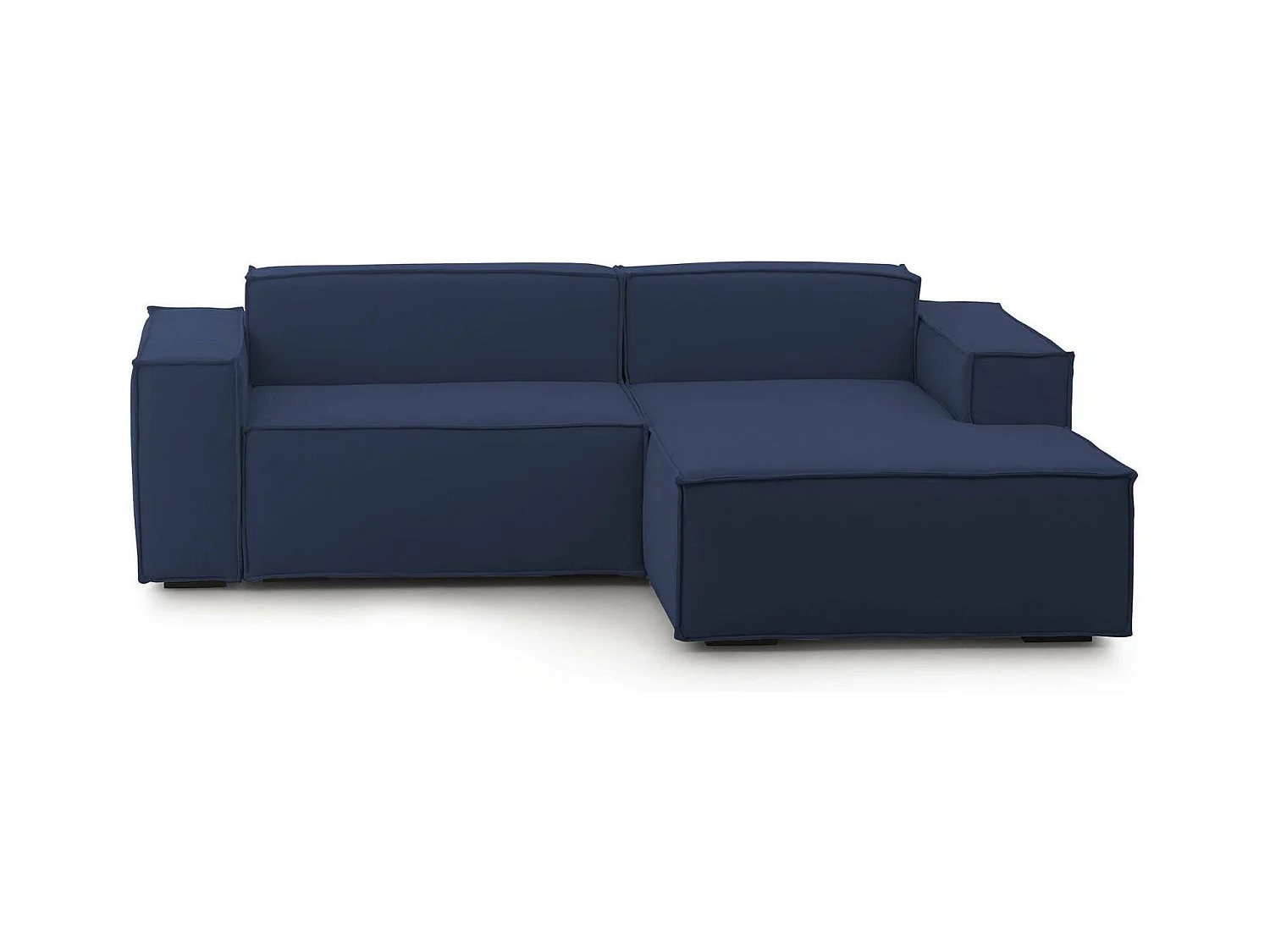 Lidia vaste bank, Grote 2-zits modulaire bank met rechterschiereiland, 100% Made in Italy, Moderne stoffen bank, 240x170h70 cm, Blauw