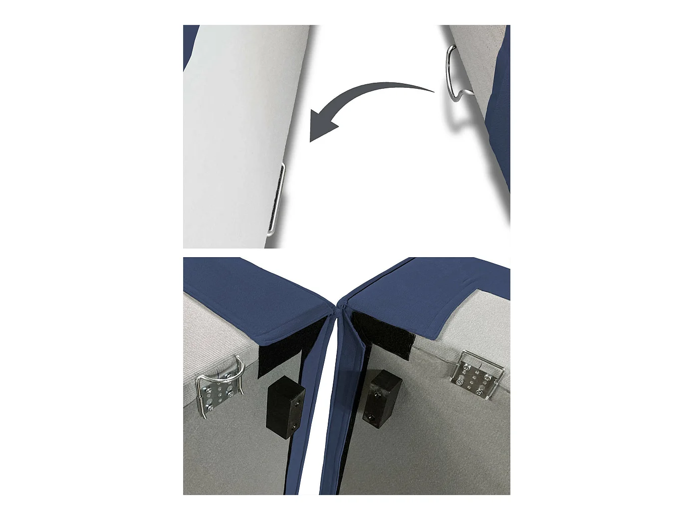 Canapé fixe Lidia, Grand canapé modulable 2 places avec péninsule droite, 100% Made in Italy, Canapé moderne en tissu, 240x170h70 cm, Bleu