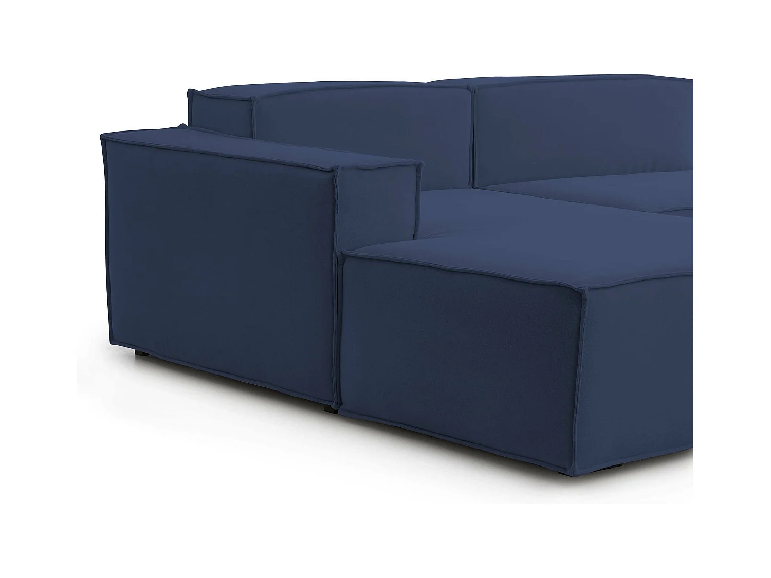 Festes Sofa Licia, Modulares 4-Sitzer-Sofa mit linker Halbinsel, 100% Made in Italy, Modernes Sofa aus Stoff, Cm 340x170h70, Blau