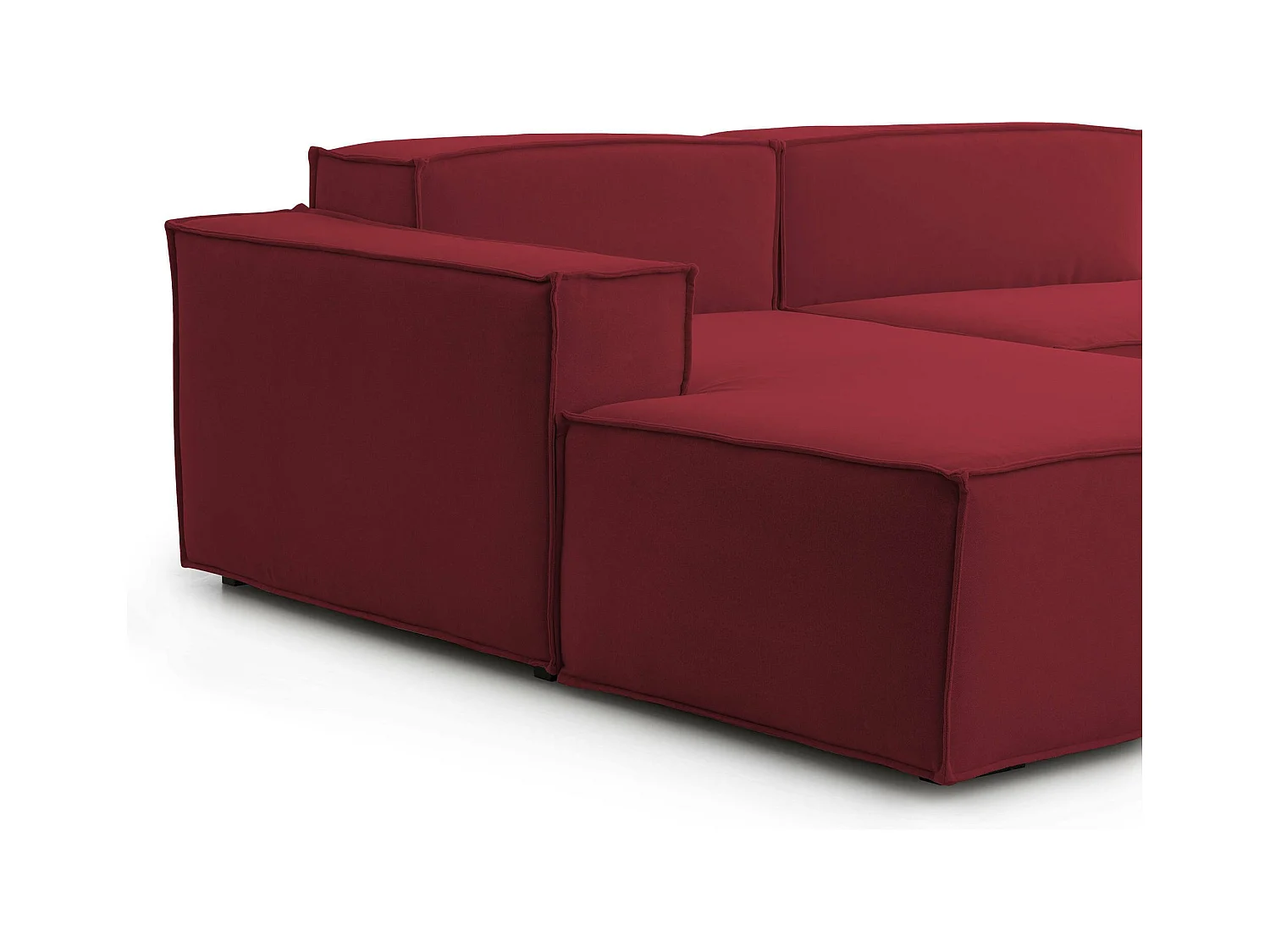 Daniela vaste bank, Grote 2-zits modulaire bank met linkerschiereiland, 100% Made in Italy, Moderne stoffen bank, 240x170h70 cm, Rood