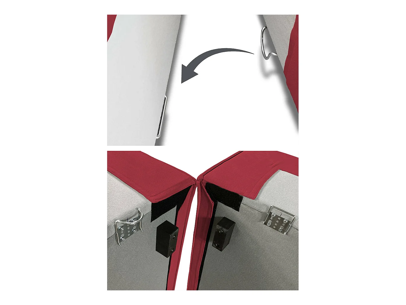 Daniela vaste bank, Grote 2-zits modulaire bank met linkerschiereiland, 100% Made in Italy, Moderne stoffen bank, 240x170h70 cm, Rood