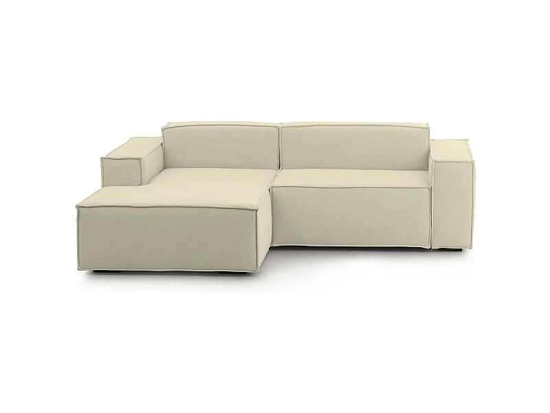 Festes Sofa Daniela, Großes modulares 2-Sitzer-Sofa mit linker Halbinsel, 100% Made in Italy, Modernes Sofa aus Stoff, Cm 240x170h70, Beige