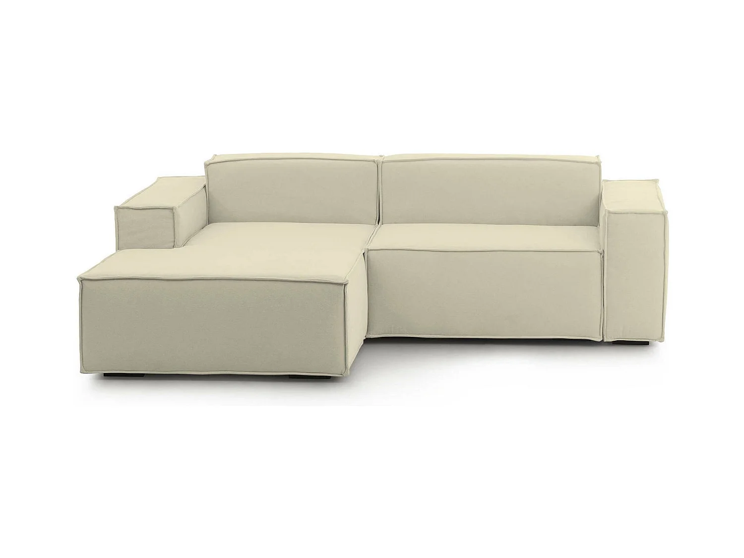 Canapé fixe Daniela, Grand canapé modulable 2 places avec péninsule gauche, 100% Made in Italy, Canapé moderne en tissu, 240x170h70 cm, Beige