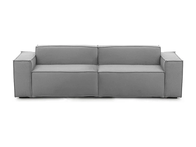 Canapé fixe Simona, canapé modulable linéaire 3 places, 100% Made in Italy, Canapé de salon moderne en tissu, 260x95h70 cm, Gris