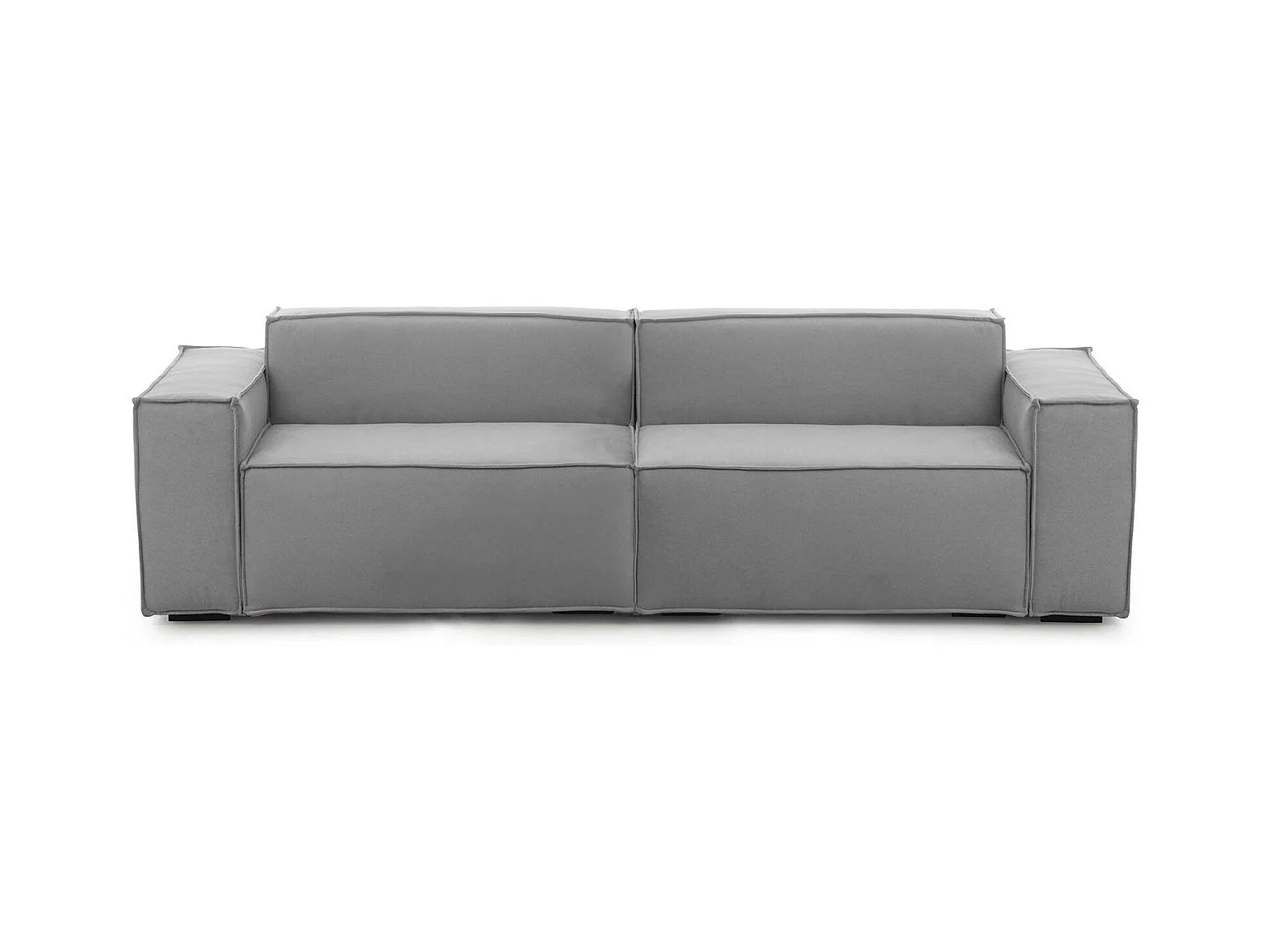 Canapé fixe Simona, canapé modulable linéaire 3 places, 100% Made in Italy, Canapé de salon moderne en tissu, 260x95h70 cm, Gris