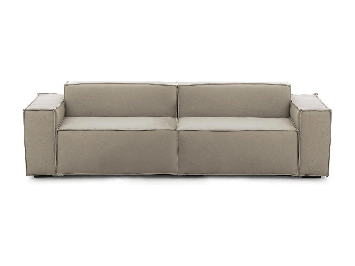 Sofá fixo Simona, sofá modular linear de 3 lugares, 100% Fabricado na Itália, Sofá moderno para sala em tecido, 260x95h70 cm, Taupe