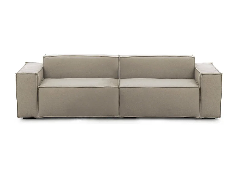 Simona vaste bank, 3-zits lineaire modulaire bank, 100% Made in Italy, Moderne woonkamerbank in stof, 260x95h70 cm, Taupe