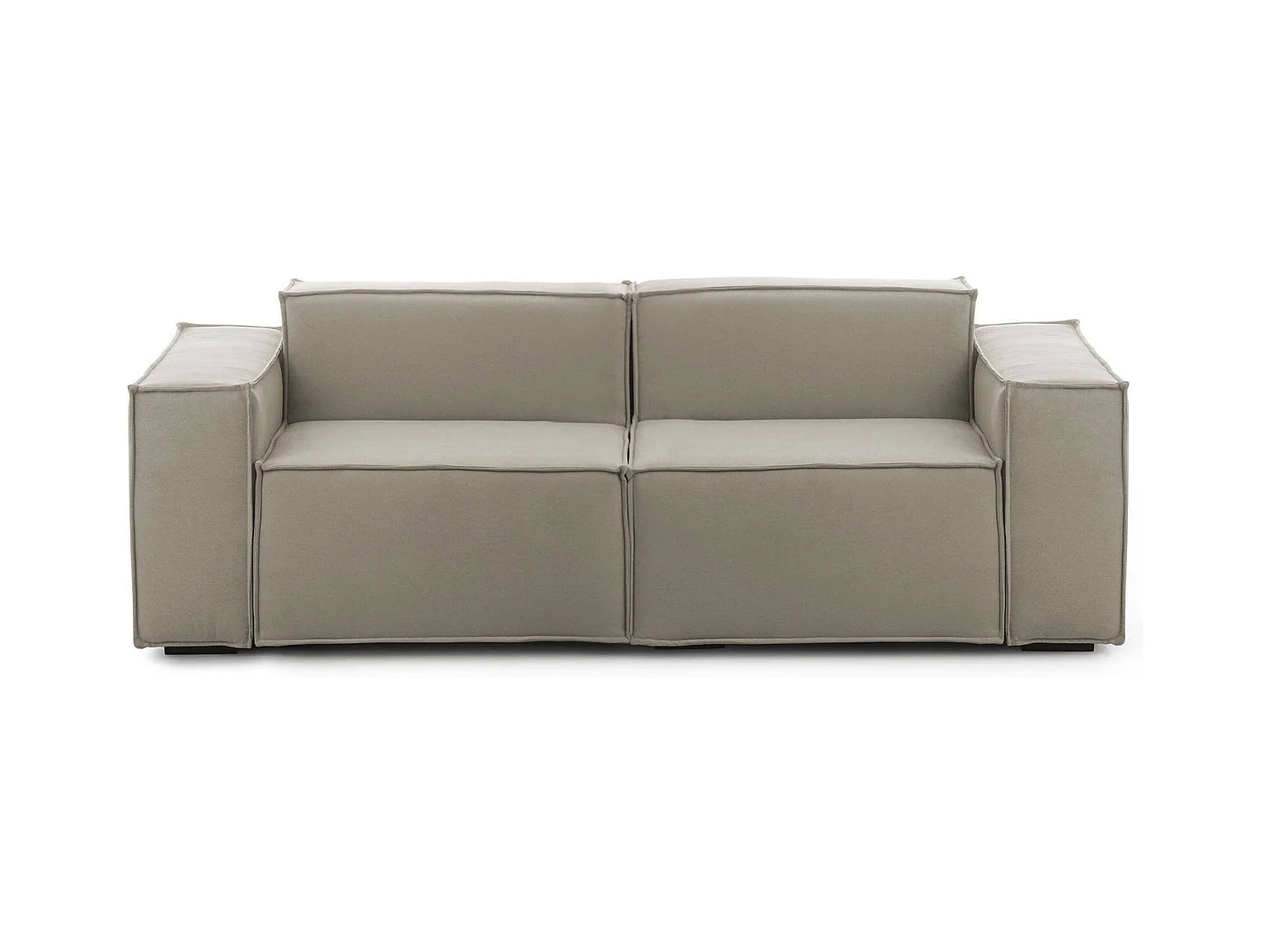 Canapé fixe Paola, canapé modulable linéaire 2 places, 100% Made in Italy, Canapé de salon moderne en tissu, 220x95h70 cm, Taupe