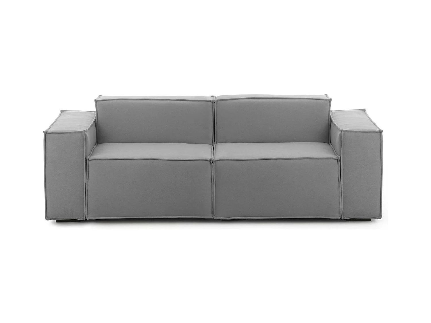 Paola vaste bank, 2-zits lineaire modulaire bank, 100% Made in Italy, Moderne woonkamerbank in stof, 220x95h70 cm, Grijs