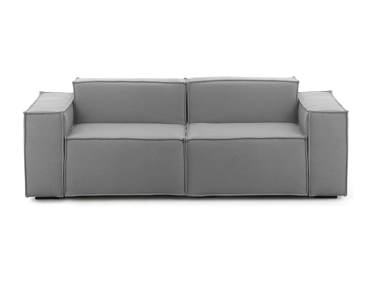 Sofá fixo Paola, sofá modular linear de 2 lugares, 100% Fabricado na Itália, Sofá moderno para sala em tecido, 220x95h70 cm, Cinza