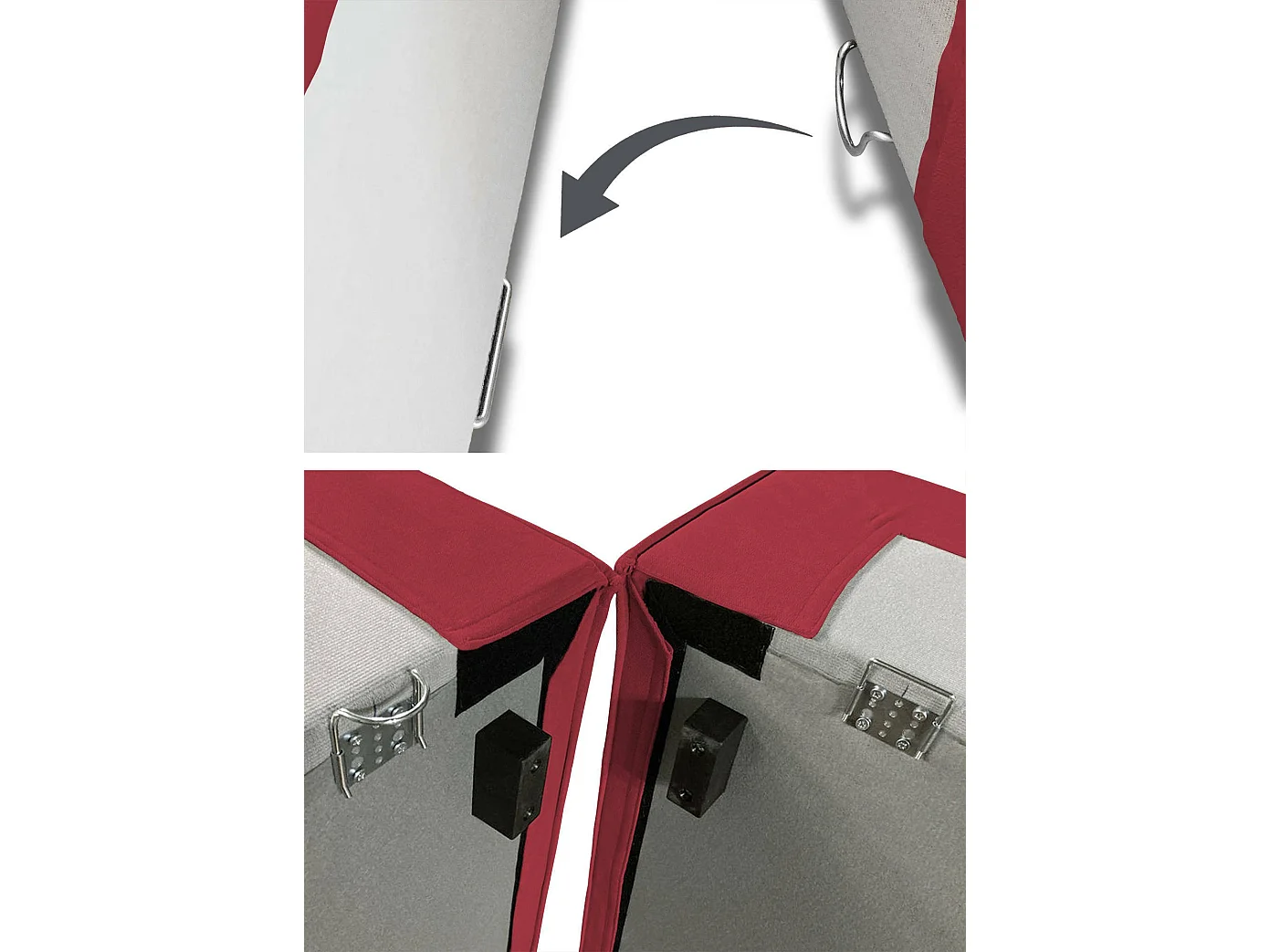 Divano fisso Jessica, Divano componibile a 3 posti con penisola sinistra, 100% Made in Italy, Sofà moderno in tessuto, Cm 300x170h70, Rosso