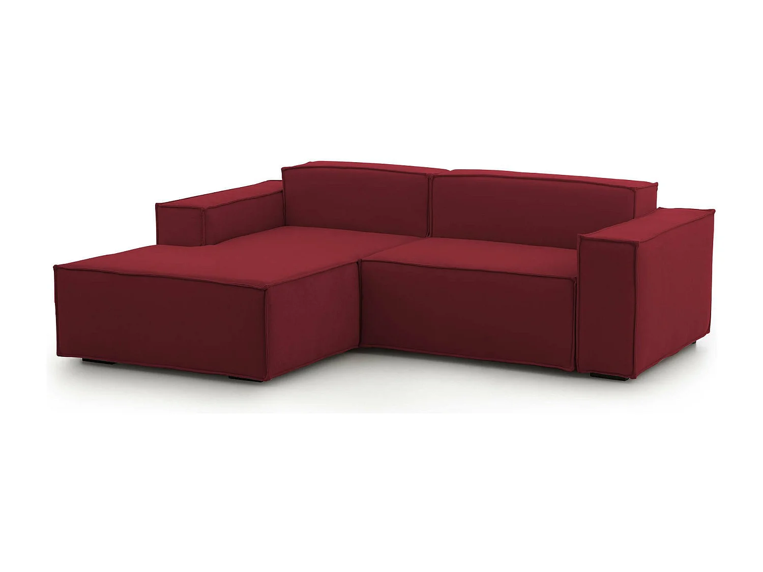 Nadia vaste bank, 2-zits modulaire bank met linkerschiereiland, 100% Made in Italy, Moderne stoffen bank, 220x170h70 cm, Rood