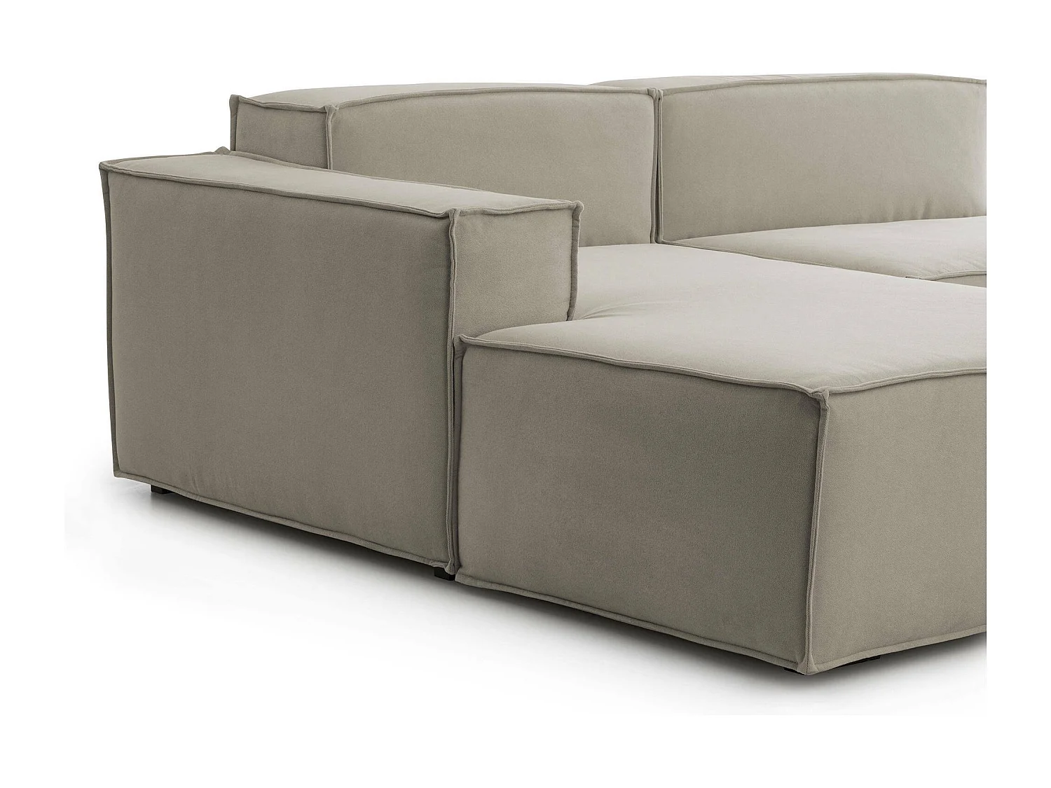 Sofá fixo Jessica, sofá modular de 3 lugares com península esquerda, 100% Fabricado na Itália, Sofá de tecido moderno, 300x170h70 cm, Taupe