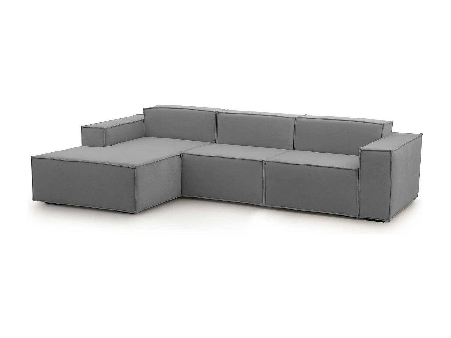 Sofá fixo Jessica, sofá modular de 3 lugares com península esquerda, 100% Fabricado na Itália, Sofá de tecido moderno, 300x170h70 cm, Cinza