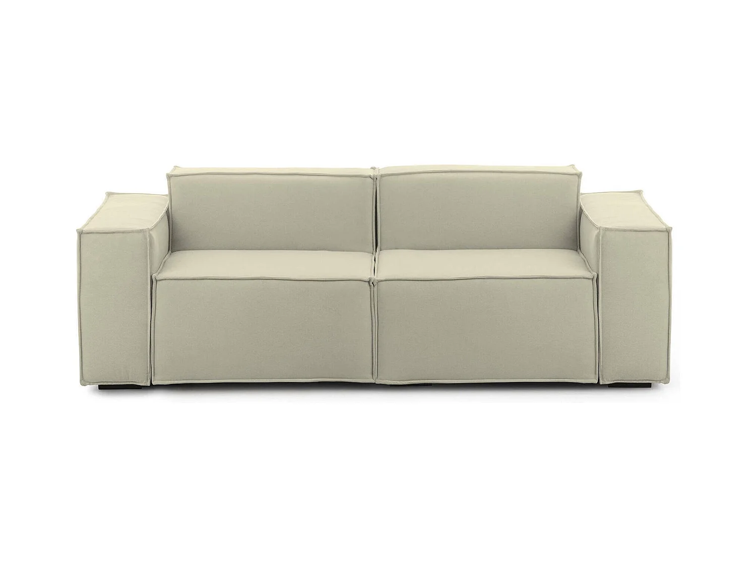 Paola vaste bank, 2-zits lineaire modulaire bank, 100% Made in Italy, Moderne woonkamerbank in stof, 220x95h70 cm, Beige