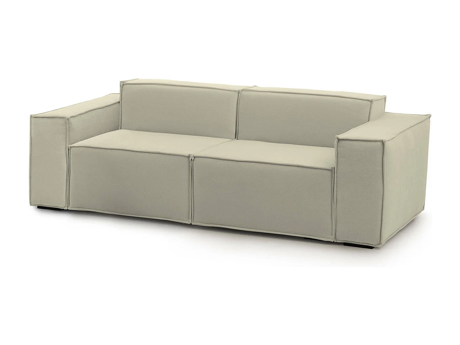 Divano fisso Paola, Divano componibile a 2 posti lineare, 100% Made in Italy, Sofà moderno da soggiorno in tessuto, Cm 220x95h70, Beige