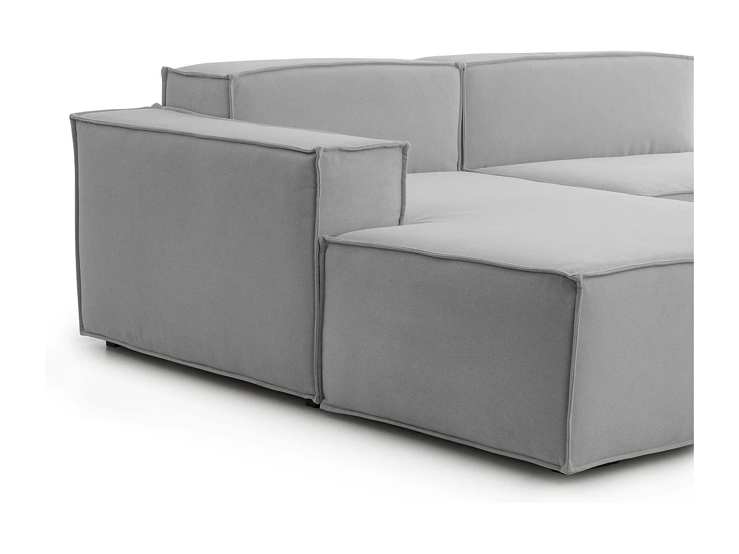 Licia vaste bank, 4-zits modulaire bank met linkerschiereiland, 100% Made in Italy, Moderne stoffen bank, 340x170h70 cm, Grijs