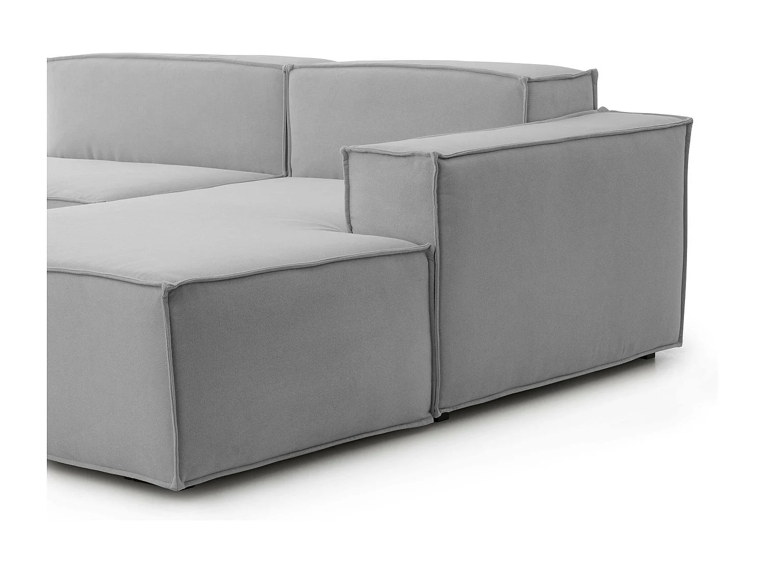 Raffaella vaste bank, 4-zits modulaire bank met rechter schiereiland, 100% Made in Italy, Moderne stoffen bank, 340x170h70 cm, Grijs