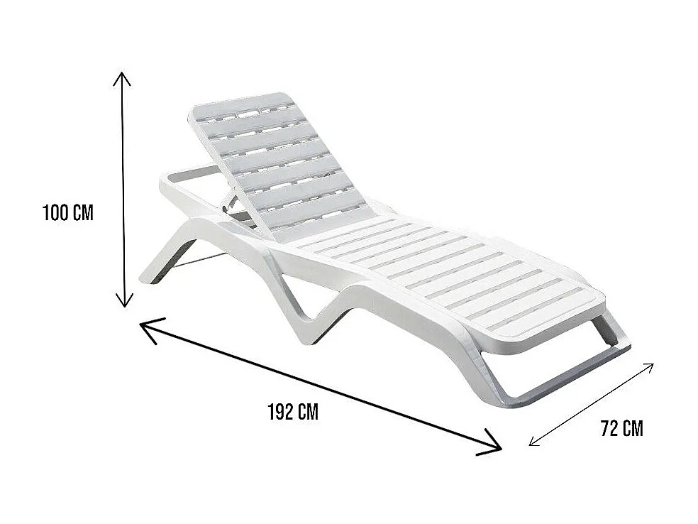 Lettino prendisole Ercolano, Sdraio da giardino regolabile, Lettino da esterno, 100 % Made in Italy, 192x72h100 cm, Bianco
