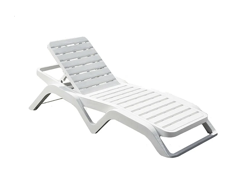 Chaise longue Ercolano, Chaise longue de jardin réglable, Chaise longue d'extérieur, 100% Made in Italy, 192x72h100 cm, Blanc