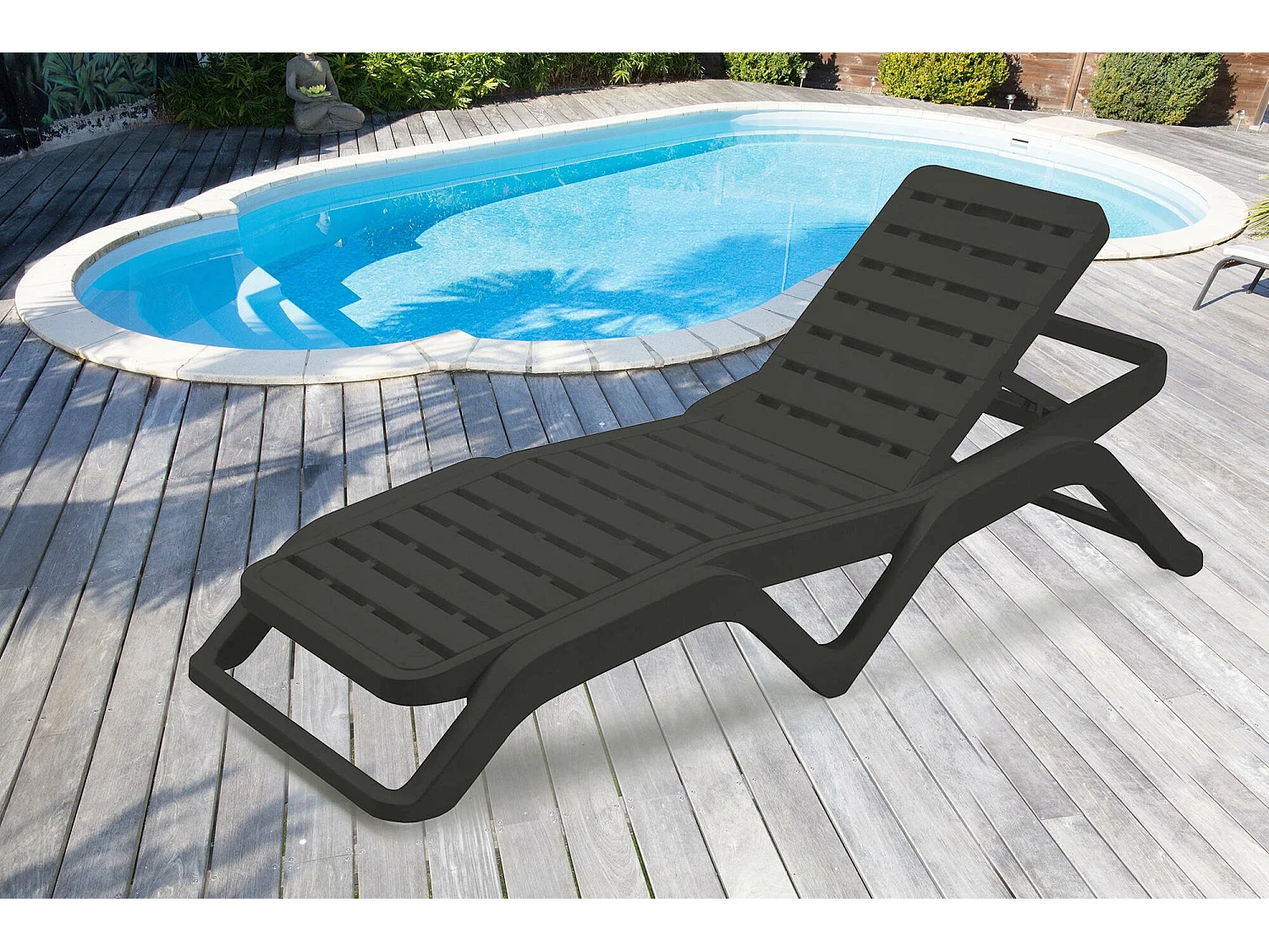 Chaise longue Ercolano, Chaise longue de jardin réglable, Chaise longue d'extérieur, 100% Made in Italy, 192x72h100 cm, Anthracite