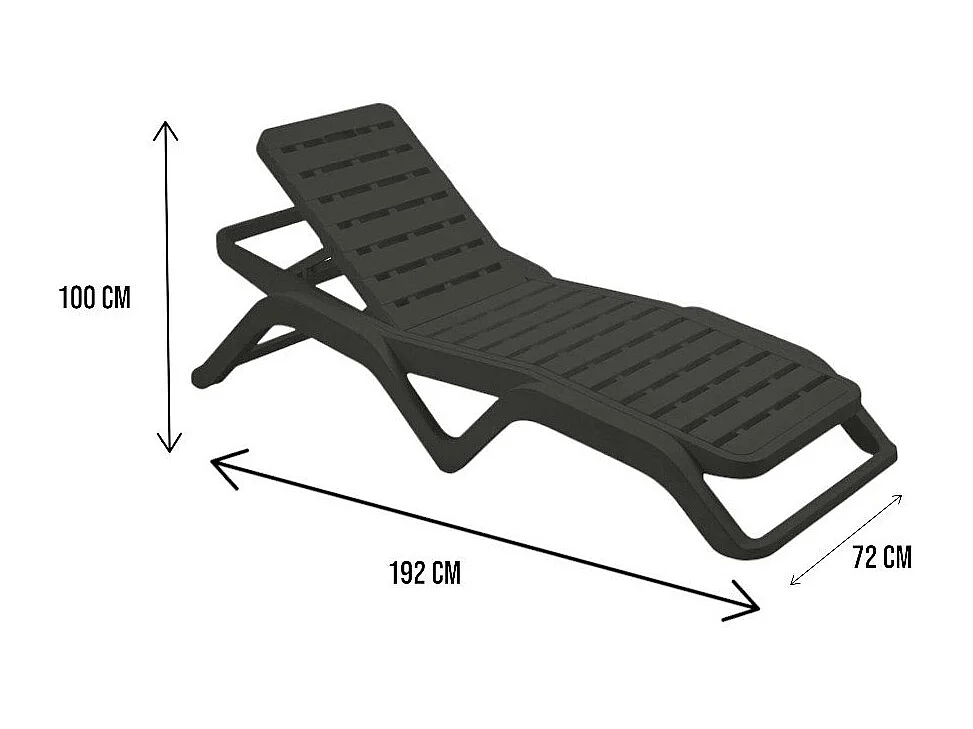 Chaise longue Ercolano, Chaise longue de jardin réglable, Chaise longue d'extérieur, 100% Made in Italy, 192x72h100 cm, Anthracite