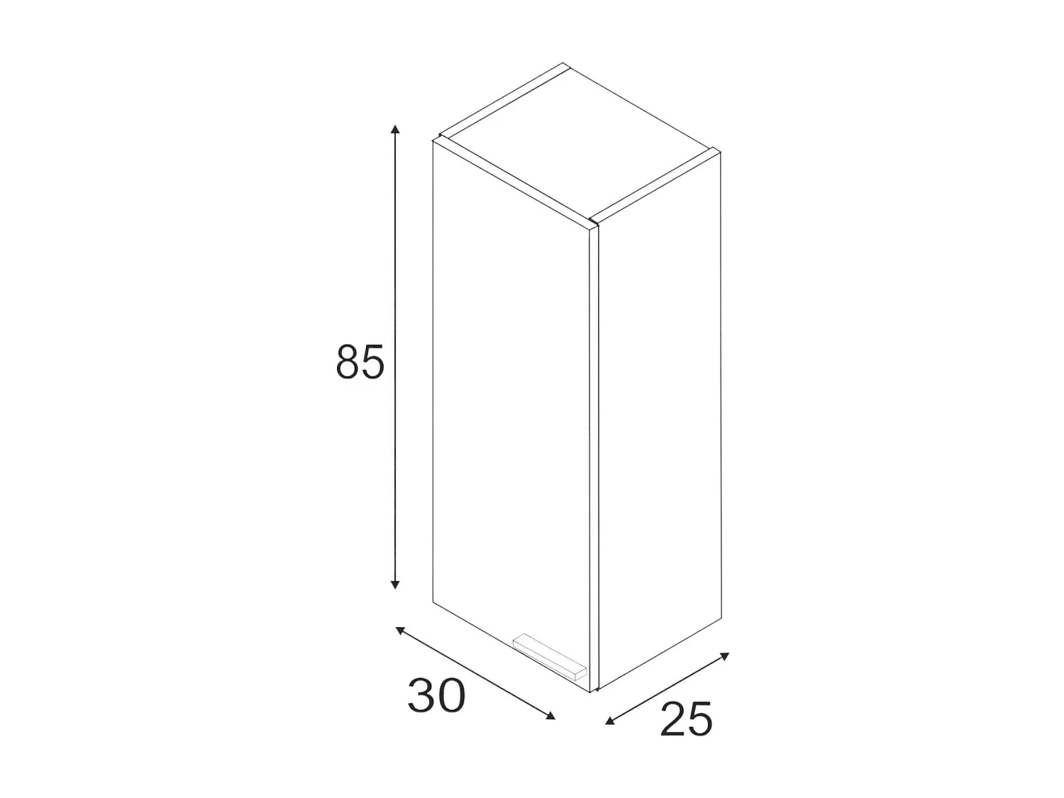 Armoire murale Dmonald, Armoire colonne de salle de bain avec 1 porte, Armoire murale suspendue avec 1 étagère, 30x25h85 cm, Blanc brillant