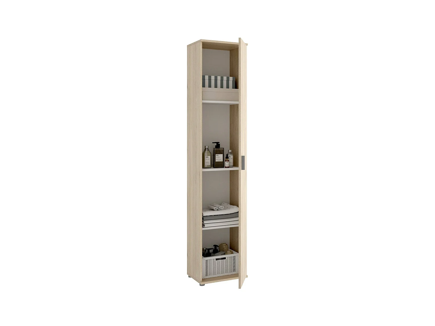 Armoire polyvalente Lagalb, Meuble de rangement multifonctionnel, armoire 1 porte, 39x35h190 cm, Chêne
