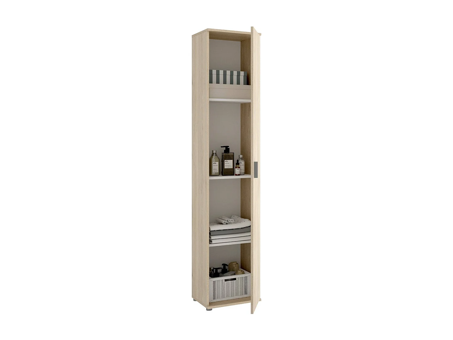 Armoire polyvalente Lagalb, Meuble de rangement multifonctionnel, armoire 1 porte, 39x35h190 cm, Chêne
