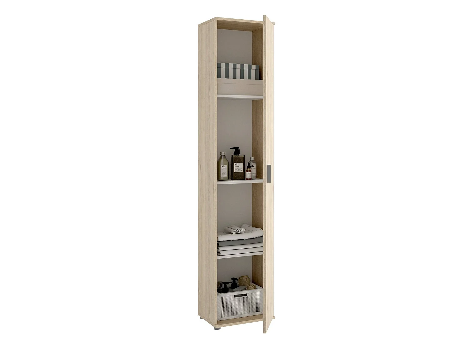 Armoire polyvalente Lagalb, Meuble de rangement multifonctionnel, armoire 1 porte, 39x35h190 cm, Chêne