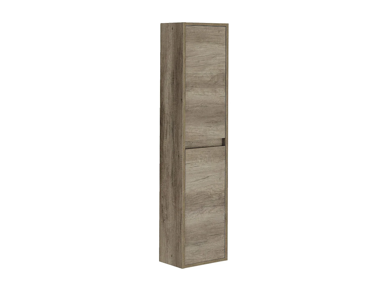 Coluna de casa de banho Dmarron, Móvel coluna de casa de banho com 2 portas, Móvel de parede suspenso, Armário multiusos moderno, 30x26h140 cm, Carvalho