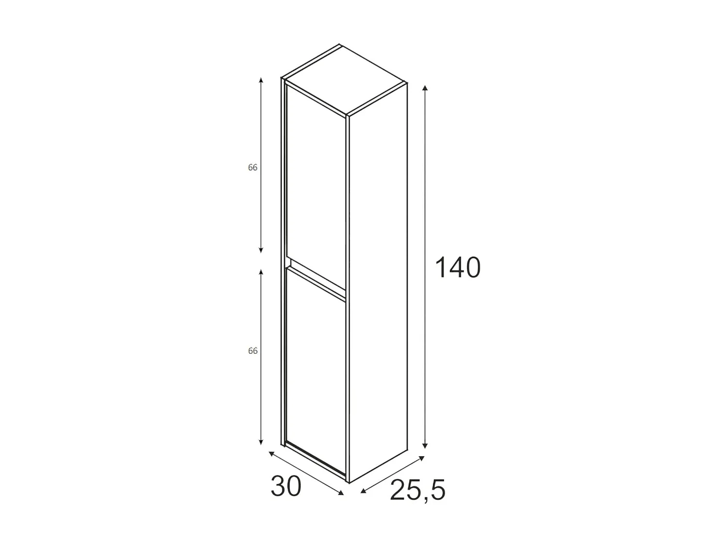 Dmora - Mobile colonna Aladin, 30x26h140 cm, Quercia
