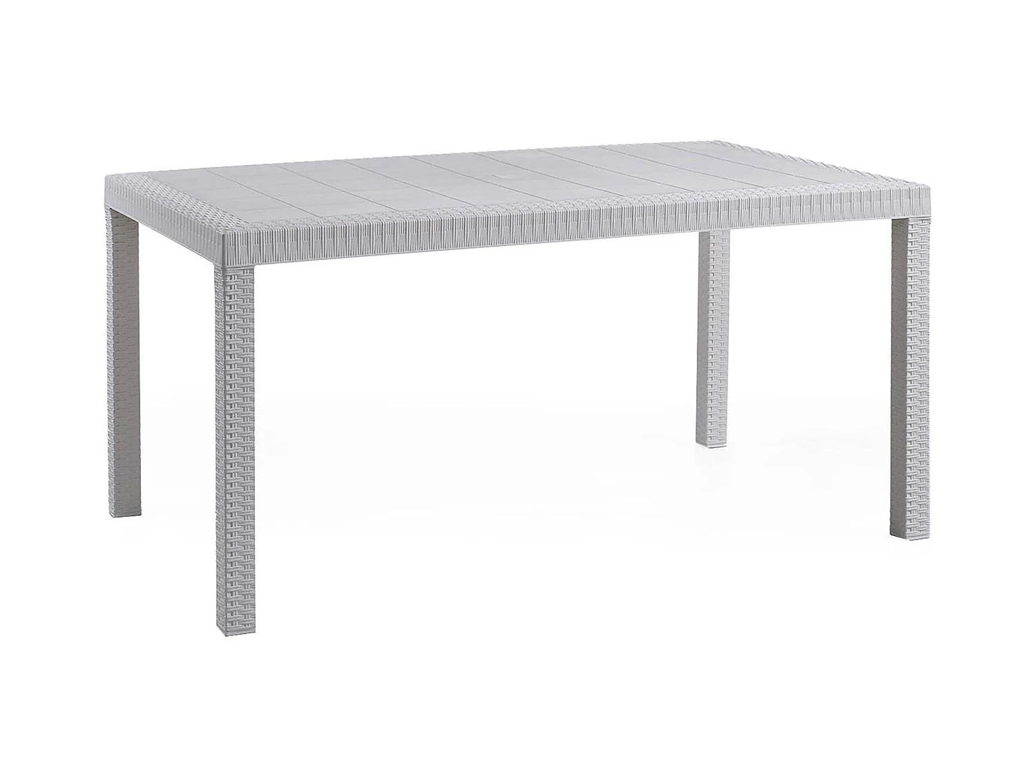 Table d'extérieur Giove, Table de jardin rectangulaire, Table de jardin polyvalente effet rotin, 100% Made in Italy, 150x90h74 cm, Blanc