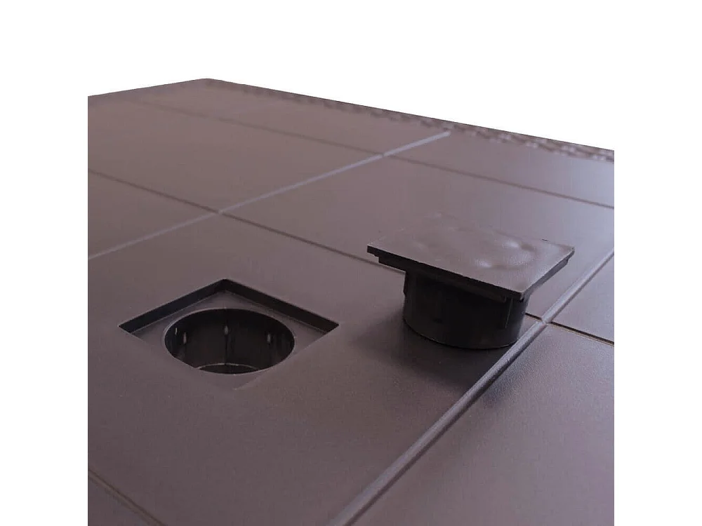 Tisch im Freien Marte, Fester quadratischer Tisch, Mehrzweck-Gartentisch mit Rattan-Effekt, 100% Made in Italy, 80x80h74 cm, Braun