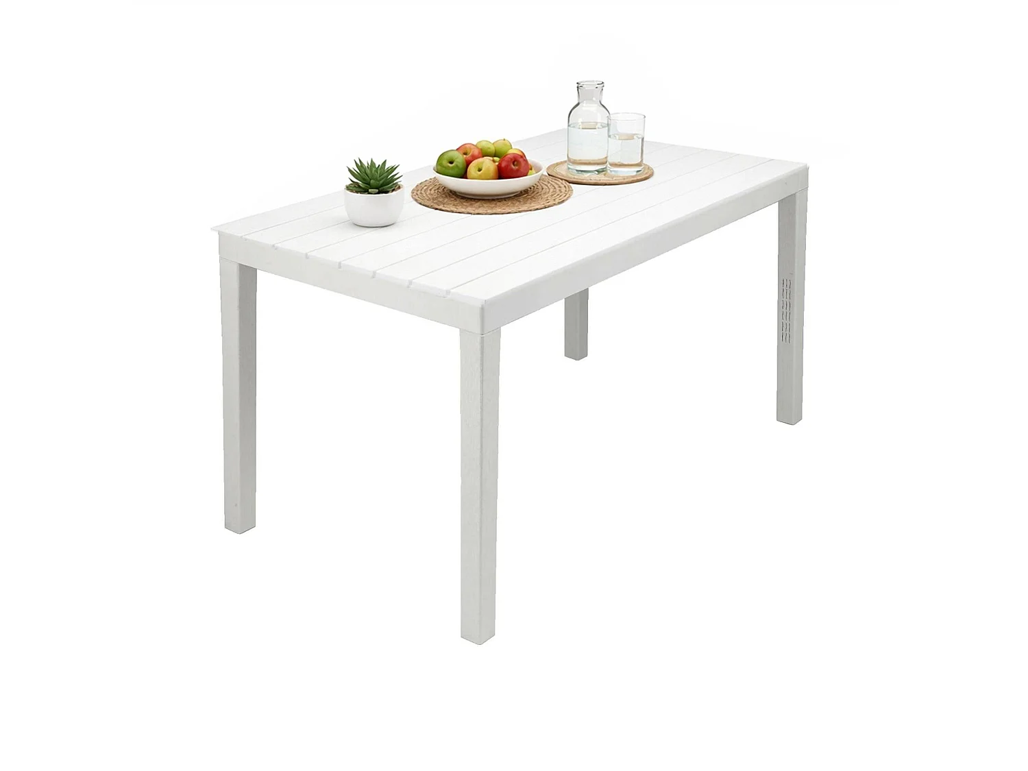 Mesa de jardín Vasto, Mesa de comedor rectangular, Mesa de jardín multiusos para interior y exterior, 100% Made in Italy, 138x78h72 cm, Blanco