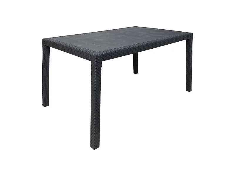 Gartentisch Portici, Rechteckiger Esstisch, Mehrzweck-Gartentisch in Rattan-Optik, 100 % Made in Italy, 150x90h72 cm, Anthrazit