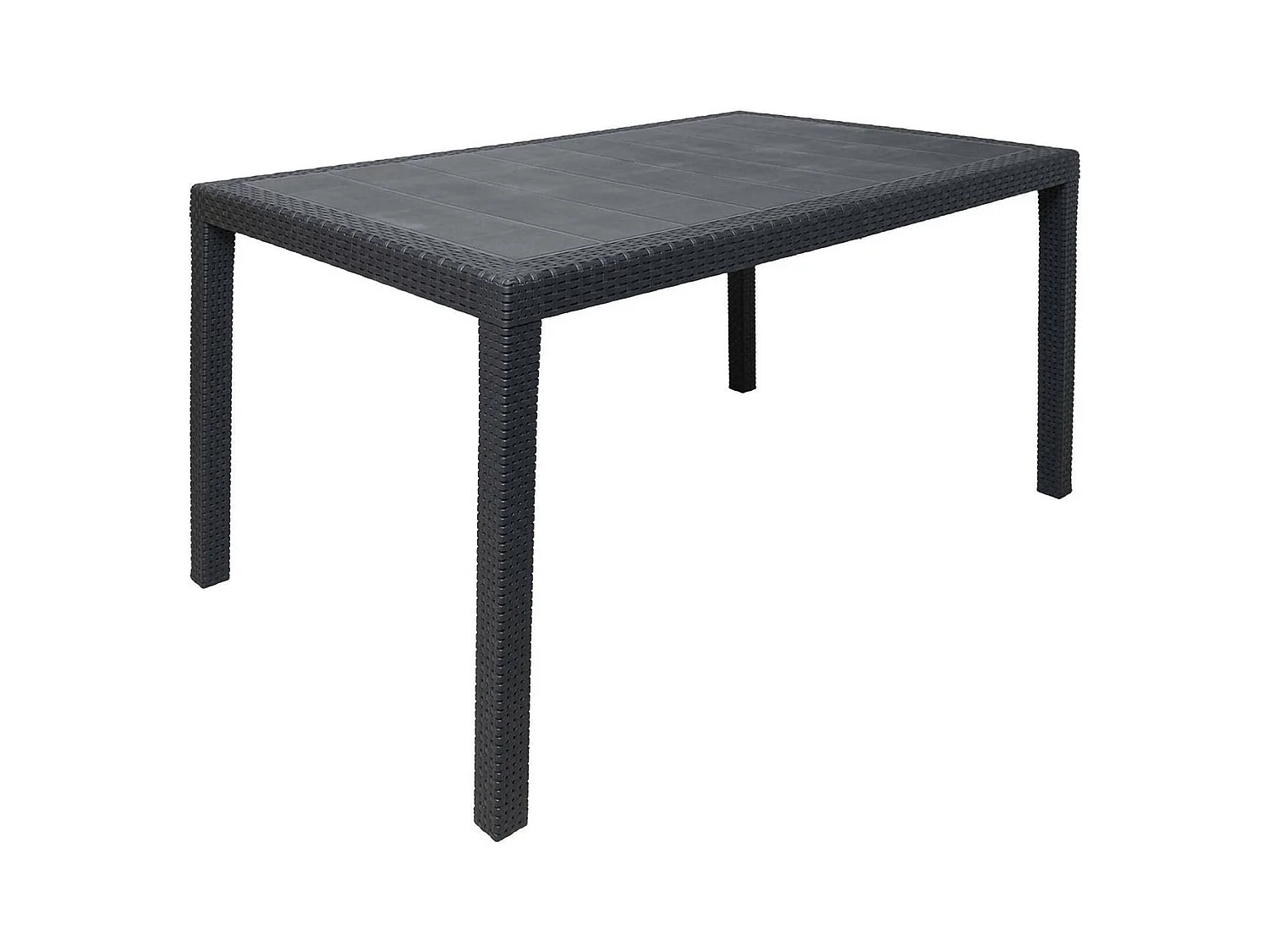 Table d'extérieur Portici, Étagère à manger rectangulaire, Table de jardin polyvalente effet rotin, 100% Made in Italy, 150x90h72 cm, Anthracite