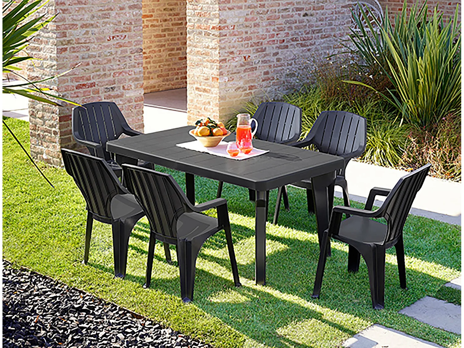 Dmora Buiten Tafel Mercurio 90x160x74h cm Zwart Antraciet 10 Pers. Uitschuifbare Midden-Aanpassing, Schokbestendig, Waterdicht Made in Italy