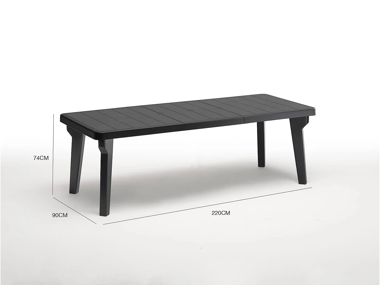 Dmora Buiten Tafel Mercurio 90x160x74h cm Zwart Antraciet 10 Pers. Uitschuifbare Midden-Aanpassing, Schokbestendig, Waterdicht Made in Italy