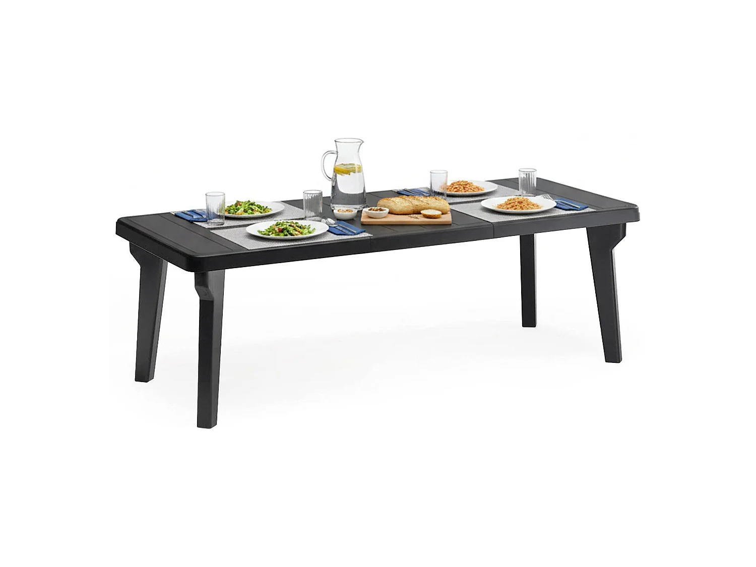 Dmora Buiten Tafel Mercurio 90x160x74h cm Zwart Antraciet 10 Pers. Uitschuifbare Midden-Aanpassing, Schokbestendig, Waterdicht Made in Italy