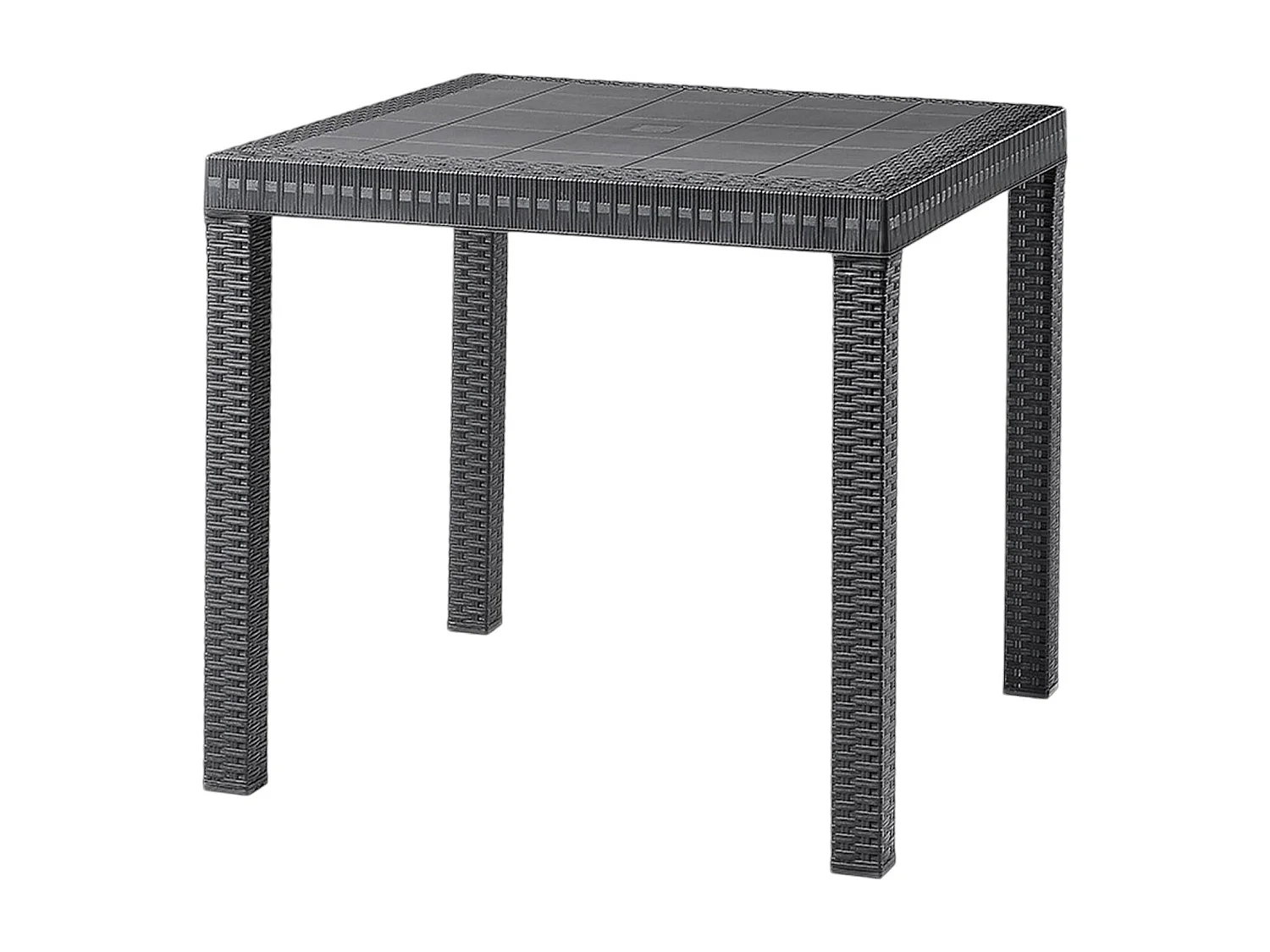 Marte buitentafel, Vaste vierkante tafel, Multifunctionele tuintafel met rotaneffect, 100% Made in Italy, 80x80h74 cm, Antraciet