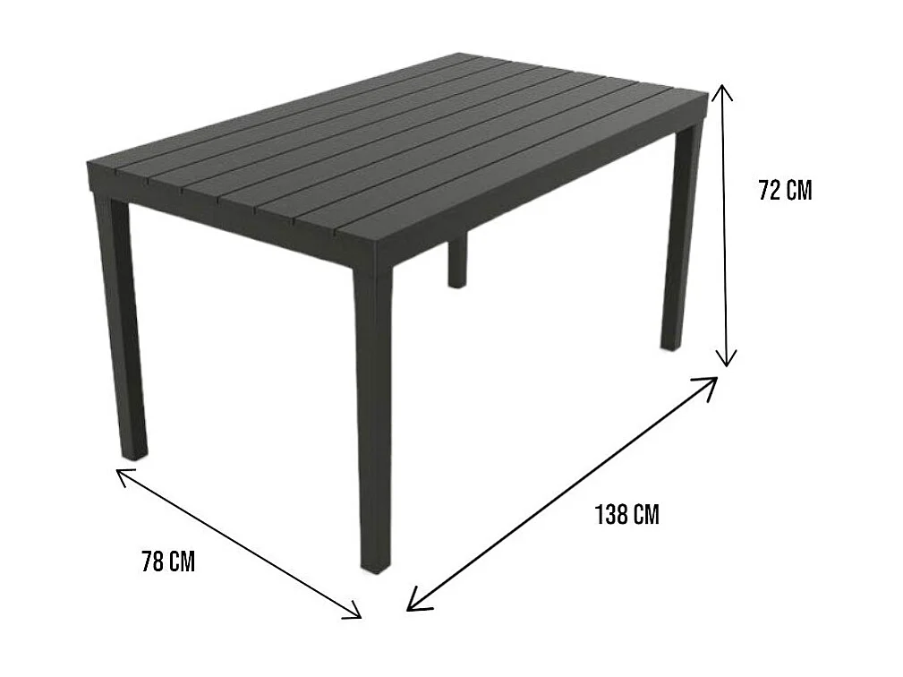 Table d'extérieur Vasto, Étagère à manger rectangulaire, Table de jardin polyvalente intérieure et extérieure, 100% Made in Italy, 138x78h72 cm, Anthracite
