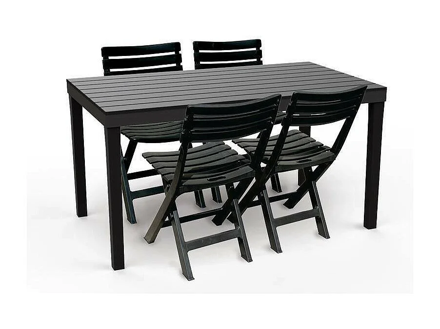 Dmora Buiten Tafel Vasto 138x80x72h cm Zwart Antraciet 10 Zitplaatsen Waterdicht Weerbestendig, Vaste Buiten Tafel Made in Italy