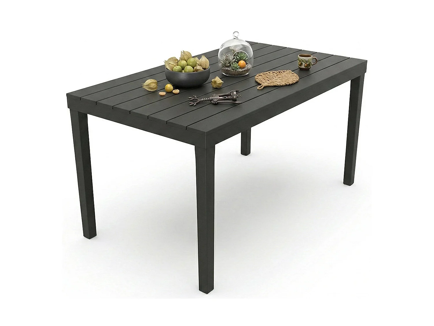 Mesa externa Vasto, Mesa de jantar retangular, Mesa multiuso para jardim interno e externo, 100% Fabricado na Itália, 138x78h72 cm, Antracite