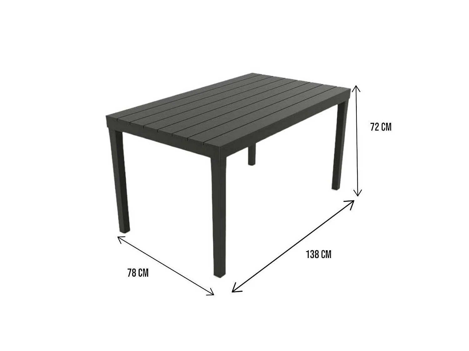 Mesa externa Vasto, Mesa de jantar retangular, Mesa multiuso para jardim interno e externo, 100% Fabricado na Itália, 138x78h72 cm, Antracite