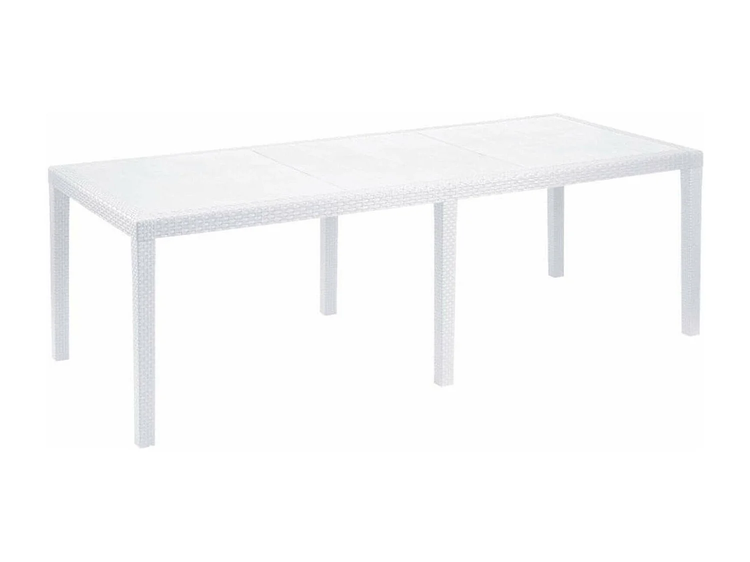 Table d'extérieur Roma, Etagère à manger rectangulaire extensible, Table de jardin extensible effet rotin, 100% Made in Italy, 150/220x90h72 cm, Blanc