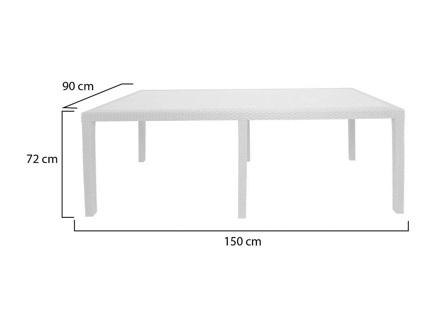 Table d'extérieur Roma, Etagère à manger rectangulaire extensible, Table de jardin extensible effet rotin, 100% Made in Italy, 150/220x90h72 cm, Blanc