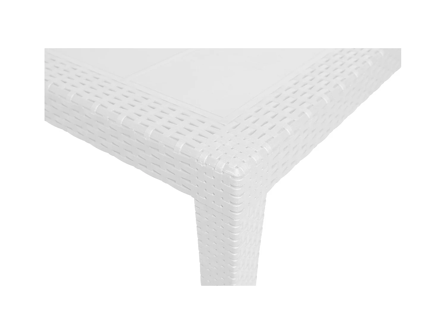 Gartentisch Portici, Rechteckiger Esstisch, Mehrzweck-Gartentisch in Rattan-Optik, 100 % Made in Italy, 150x90h72 cm, Weiß