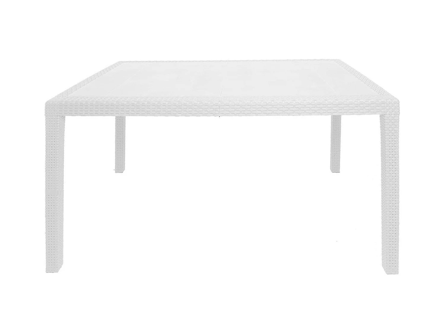 Gartentisch Portici, Rechteckiger Esstisch, Mehrzweck-Gartentisch in Rattan-Optik, 100 % Made in Italy, 150x90h72 cm, Weiß